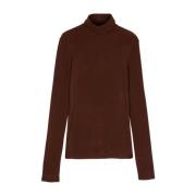 Brun Turtleneck Sweater Fin Strik