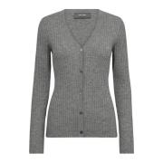 Rib V-Neck Strik Cardigan Sharkskin