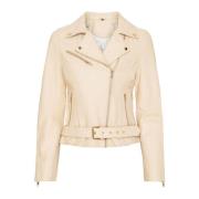 Biker Jacket Skind Ivory Light Gold