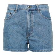 Blå Denim Shorts med Bæltestropper