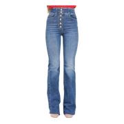 Flared Denim Jeans med Nautiske Knapper