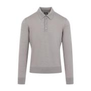 Grå Uld Polo Krave Sweater