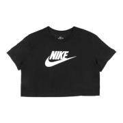 Crop Icon Tee Sort/Hvid