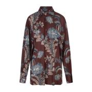 Burgundy Floral Foliage Print Shirt