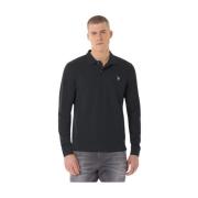 Sort Polo T-shirt med Logo Broderi