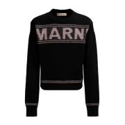 Intarsia Logo Uld Sweater