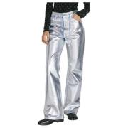 Metallic Coated Straight-Leg Denim Jeans