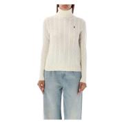 Creme Kabelstrik Turtleneck Sweater