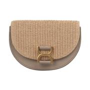 Raffia Flap Mini Taske Brun