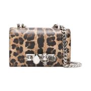 Mini Jewelled Leopard Print Satchel Taske