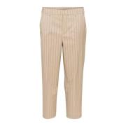 Straight-leg Cropped Pants Sand/Black Pin Stripe