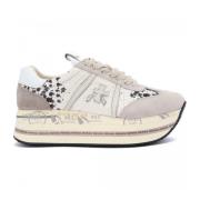 Animalier Beige Sneaker Suede Leather