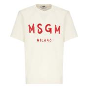 Herre Ivory Bomuld T-shirt med Print