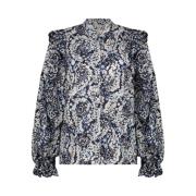 Phaedra Bluse med Voluminøse Ærmer og Faux Paisley Print