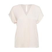 V-hals Bluse Fransk Nougat