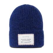 Mohair Uld Beanie med Broderet Patch