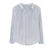 Feminin Bluse med V-Hals og Smock Manchetter