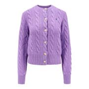 Broderet Logo Uld Cashmere Cardigan