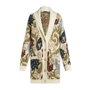 Brun Paisley Jacquard Strik Cardigan