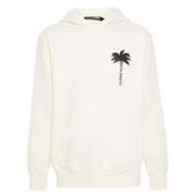 Creme Hættetrøje med Palm Tree Print