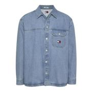 Denim Skjorte Retro Stil