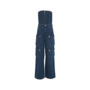 Cargo Denim Overall med Lynlås