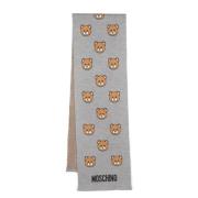 Teddy Bear Motif Wool Blend Scarf