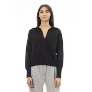 V-hals sweater med frontlomme