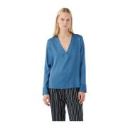 Stretch Silk Blouse - Cornflower