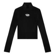 Sort Ribstrikket Crew Neck Sweater