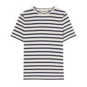 Stribet T-shirt Creme Navy