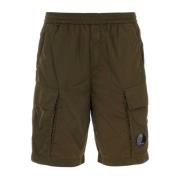 Army Green Nylon Bermuda Shorts