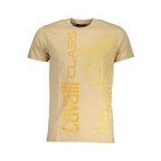 Beige Bomuld Logo Print T-shirt