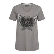 Broderet T-shirt med V-hals