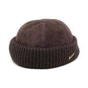 Kaffebrun Ruskind Ribbet Trim Hat