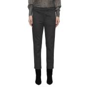 Zip Pants i Herringbone Mønster