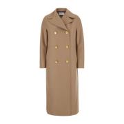 Beige Double-Breasted Oversize Coat