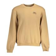 Beige Langærmet Crewneck Broderet Sweatshirt