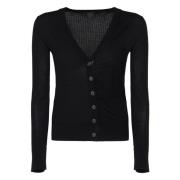 Sort V-hals Cardigan Sweater