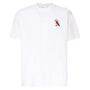 Hvid Bomulds T-shirt med Puffin Logo