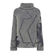 Grafisk Strik Rullekrave Sweater Set Sail