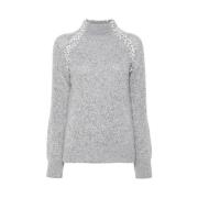 Grå Marl-Strikket Cashmere Sweater