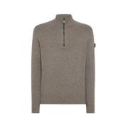 Uld Halfzip Sweater i Flere Farver