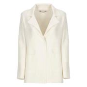 Ivory Uld Blend Blazer Jakke