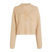 Logo Sweater i Pale Khaki