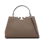 Eleanor Læder Satchel Taske - Beige