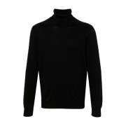 Sort Uldstrik Turtleneck Sweater