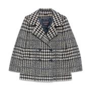 Plaid Coat Blå Dame Mode