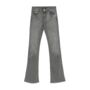 Grå Vasket Denim Flare Jeans