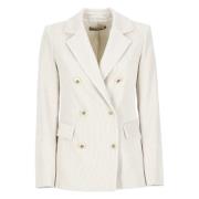 Ivory Corduroy Blazer Peak Lapel Jacket